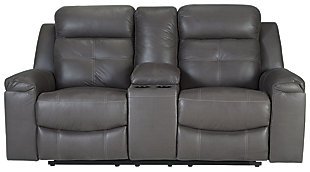 Jesolo Reclining Loveseat with Console, Dark Gray, large