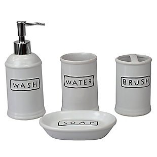 Home Accents Resort 4 Piece Ceramic Bath Accessory Set, White, large