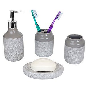 Home Accents Crackle 4 Piece Ceramic Bath Accessory Set, , large