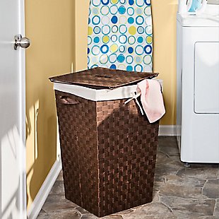 Honey-Can-Do Woven Strap Hamper with Liner and Lid, , rollover