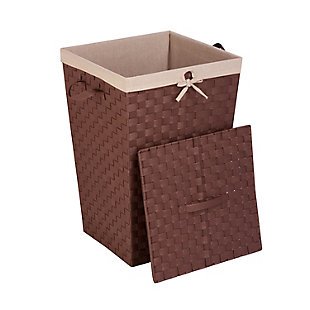 Honey-Can-Do Woven Strap Hamper with Liner and Lid, , large