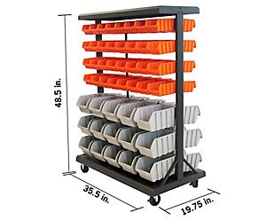 TRINITY 35.5x19.75x48.5 Dual-Sided Mobile Bin Rack, , rollover