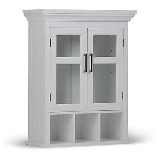 Simpli Home Avington Two Door Wall Bath Cabinet with Cubbies, , large