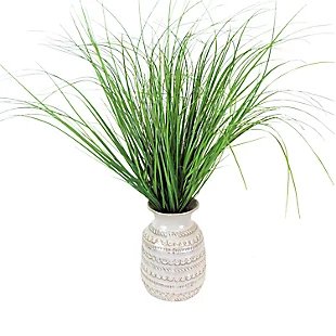 24-inch Grass in Patterned Ceramic Urn, , large