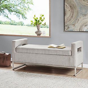 Madison Park Crawford Storage Bench, Gray, rollover