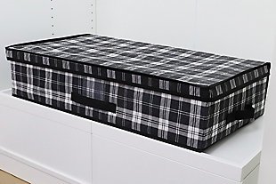 Home Basics Plaid Non-Woven Under the Bed Storage Box with Label Window, , rollover