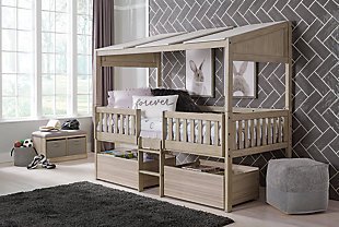 Wrenalyn Twin Loft Bed with Under Bed Bin Storage, , rollover