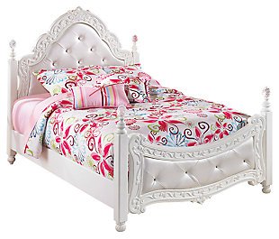 Exquisite Full Poster Bed, White, large