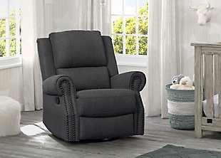 Delta Children Dexter Nursery Recliner Swivel Glider Chair, Charcoal, rollover