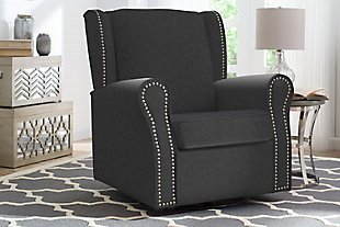 Delta Children Middleton Upholstered Glider Swivel Rocker Chair, Gray, rollover