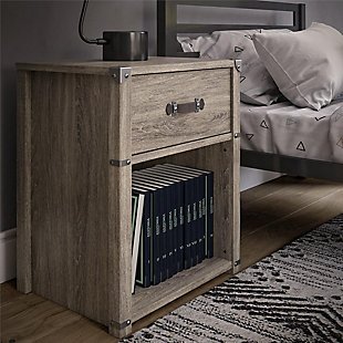 Little Seeds Nova 1 Drawer Storage Nightstand, Gray Oak, , rollover