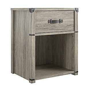 Little Seeds Nova 1 Drawer Storage Nightstand, Gray Oak, , large