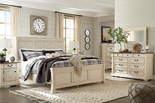 Bolanburg King Panel Bed with Mirrored Dresser and Chest, , rollover