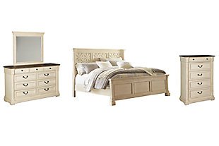 Bolanburg King Panel Bed with Mirrored Dresser and Chest, , large