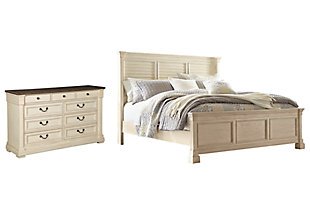 Bolanburg Queen Panel Bed with Dresser, Antique White, large