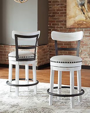 Valebeck Counter Height Bar Stool, White, rollover