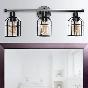 Lalia Home Lalia Home 3 Light Industrial Wired Vanity Light, Matte Black, Black, rollover