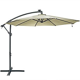 Sunnydaze Outdoor Offset Solar LED Patio Umbrella, , large