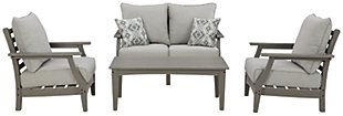 Visola Outdoor Loveseat and 2 Chairs with Coffee Table, , large