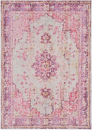 World Needle Area Rug 2' x 2'11", Lavender/Pink/Ash Gray, large