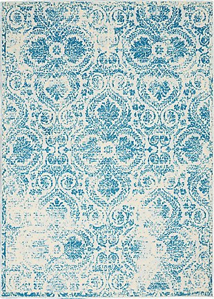 Nourison Jubilant Teal Blue 6'x9' Vintage Area Rug, Blue, large