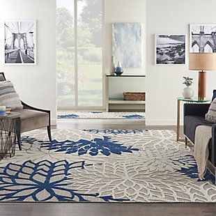 Nourison Aloha 8'x11' Ivory Navy Area Rug, Ivory/Navy, rollover