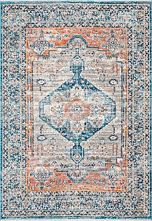 Nuloom Brynn Petalled Medallion 5' 3" x 7' 3" Area Rug, Beige, large