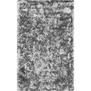 Nuloom Hand Woven Latonia Silken Shaggy 6' x 9' Area Rug, Silver, large