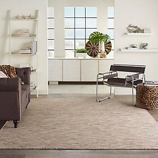 Nourison Positano 6' X 9' Beige Brushstroke Indoor/outdoor Rug, Beige, rollover