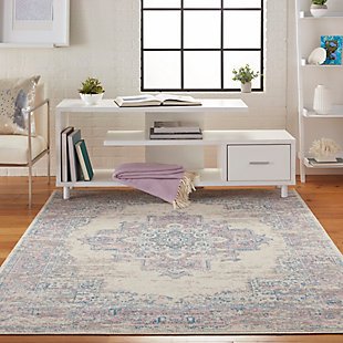 Nourison Grafix 6' X 9' Center Medallion Rug, Ivory/Pink, rollover