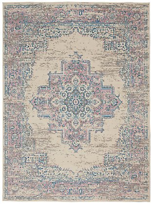 Nourison Grafix 6' X 9' Center Medallion Rug, Ivory/Pink, large