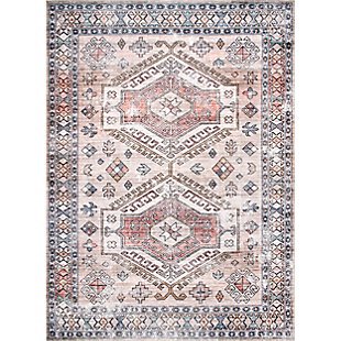 nuLOOM Mae Machine Washable Tribal Motif 5' x 8' Rug, Peach, large