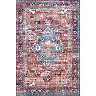 nuLOOM Zena Machine Washable Medallion 5' x 8' Rug, Rust, large