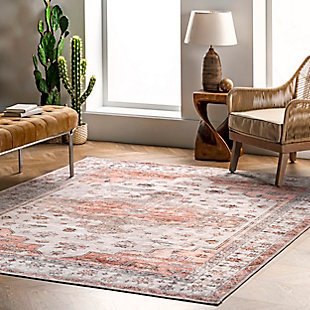 nuLOOM Banks Machine Washable Faded Vintage 5' x 8' Rug, Beige, rollover