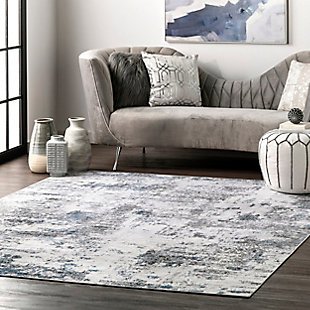 nuLOOM Dali Machine Washable Modern Abstract 4' x 6' Rug, Gray, rollover