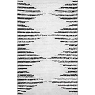 nuLOOM Romina Diamond Stripes Machine Washable 5' x 8' Rug, White, large