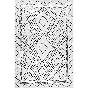 nuLOOM Mila Machine Washable Diamond Trellis 4' x 6' Rug, White, large