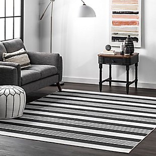 nuLOOM Lena Machine Washable Striped 5' x 8' Rug, Gray, rollover