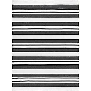 nuLOOM Lena Machine Washable Striped 5' x 8' Rug, Gray, large