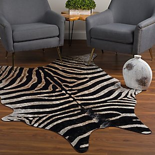 Addison Rugs Cheyenne Faux Hide Animal Print Non-Skid 5'6" x 6'10" Area Rug, Zebra, rollover