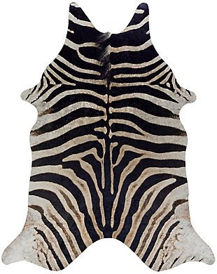 Addison Rugs Cheyenne Faux Hide Animal Print Non-Skid 5'6" x 6'10" Area Rug, Zebra, large